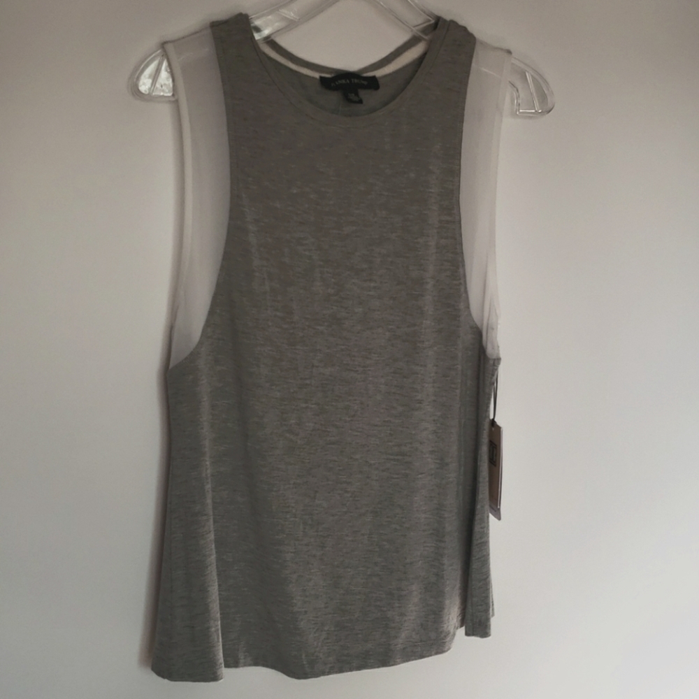 Ivanka Trump Gray And White Sleeveless Loose Sport Womens Top Size S